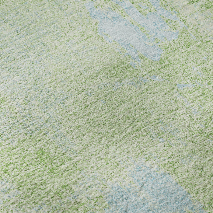 10' X 14' Abstract Washable Area Rug With UV Protection (677999) - Green / Sky Blue
