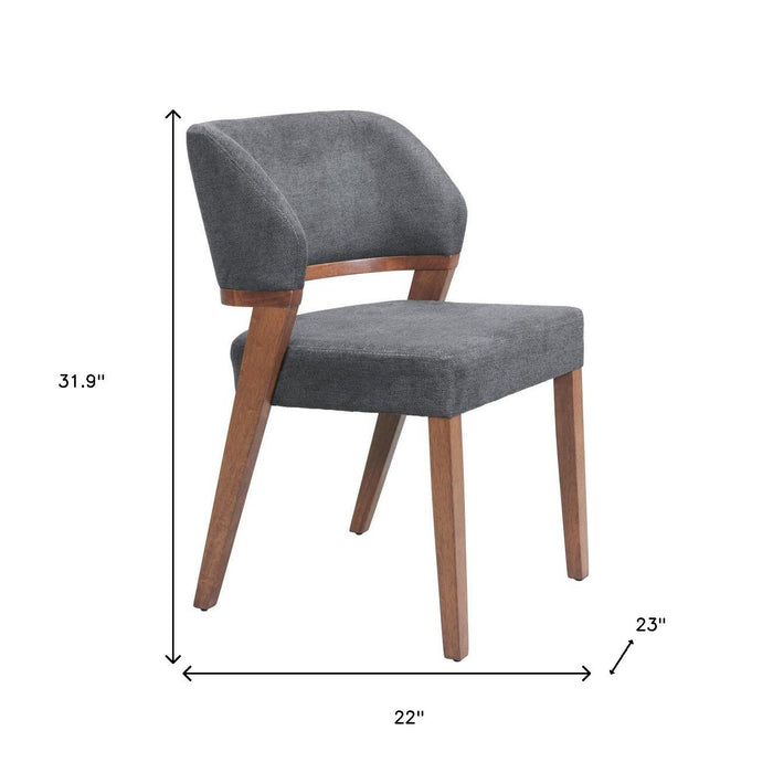 Fabric Upholstered Open Back Dining Side Chairs (Set of 2) - Gray / Brown