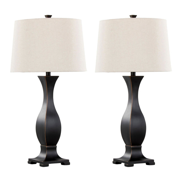 Riley - 29" Polyresin Table Lamp (Set of 2) - Oil Rubbed Bronze Polyresin With Oat Linen Shade from Grandview Gallery