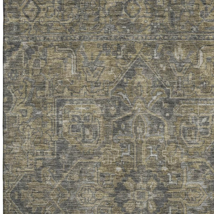 10' X 14' Medallion Distressed Washable Area Rug With UV Protection (649738) - Chocolate / Gray