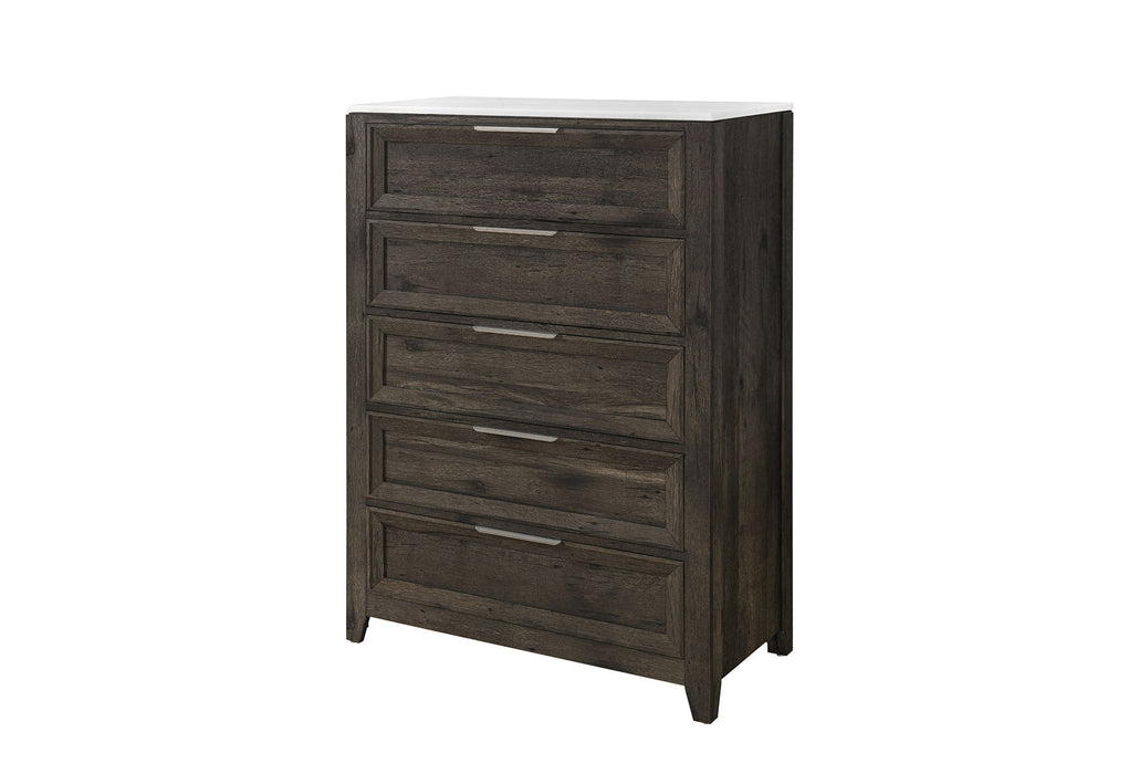Mariah - 5 Piece Queen Bedroom Set (Bed, Dresser & Mirror, Nightstand, Chest) - Dark Brown