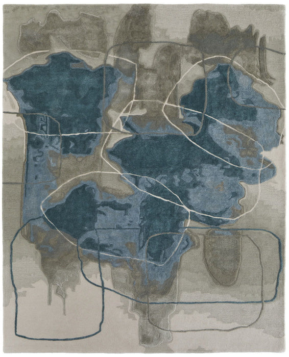 9' x 12' Abstract Hand Tufted Area Rug - Gray And Blue