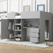 Giga loft bed with integrated wardrobe, desk, shelves, and drawers, featuring a modern wooden design and multi-functional storage.