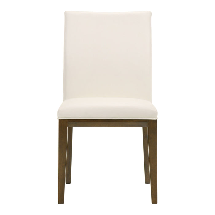 Upholstered Leather Dining Side Chairs (Set of 2) - White / Brown