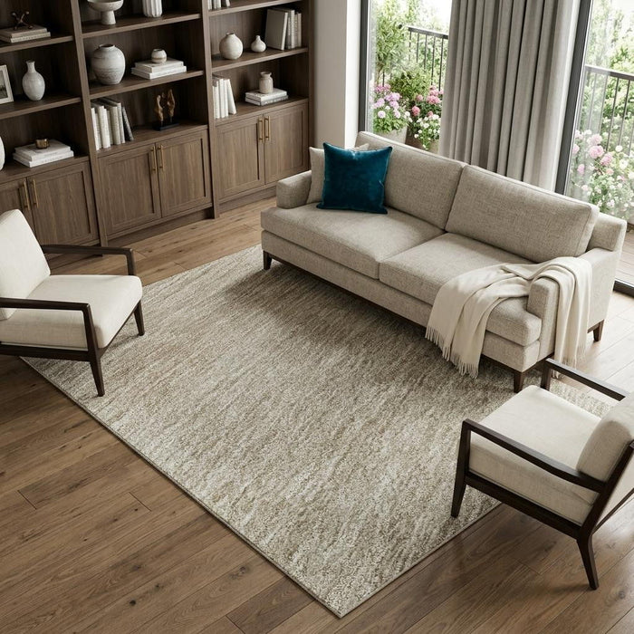10' X 14' Ombre Washable Area Rug With UV Protection (673765) - Beige / Ivory