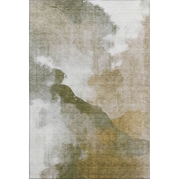 10' X 14' Abstract Washable Area Rug With UV Protection (715675) - Green / Ivory