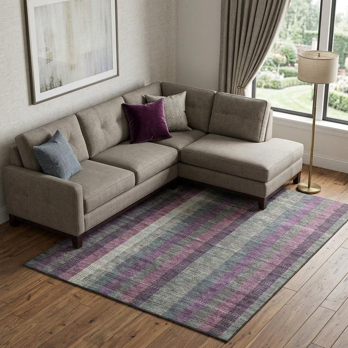 10' X 14' Plaid Washable Area Rug With UV Protection (676488) - Plum / Sage / Gray