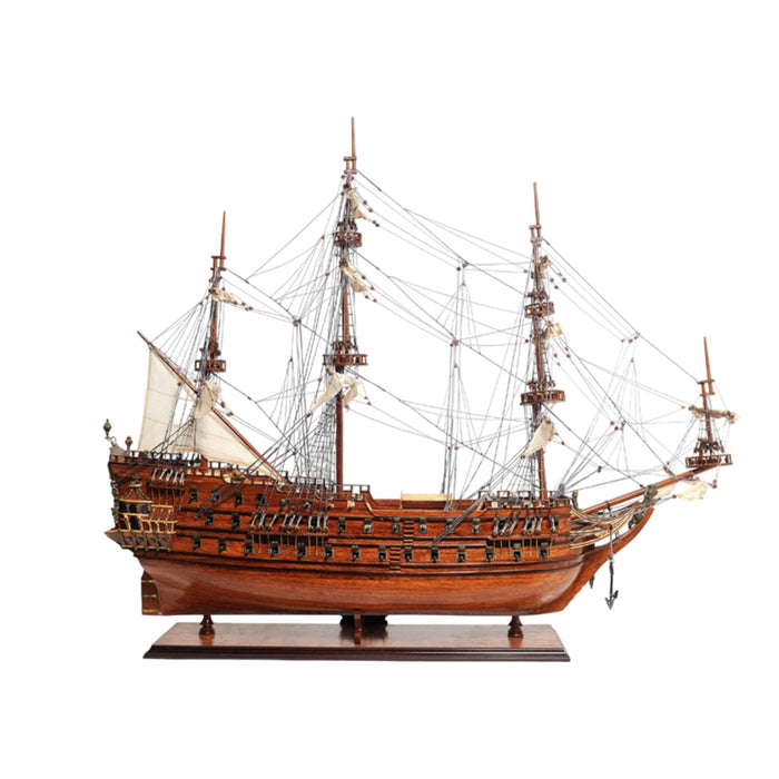 Hand Painted c1665 Zeven Provincien Model Boat - Brown