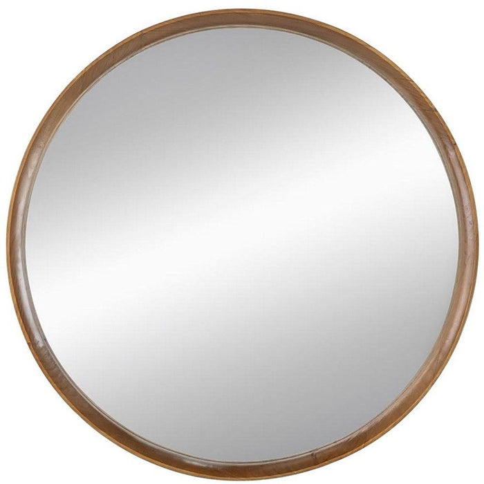 32" Round Framed Accent Mirror - Brown