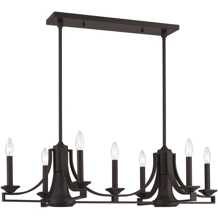 18" Nine Light Dimmable Chandelier With Shades - Bronze