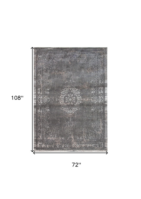 7' x 9' Medallion Non Skid Area Rug - Gray