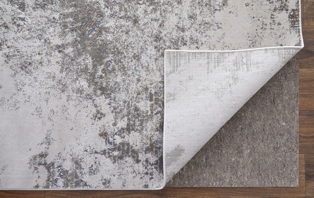 10' x 13' Abstract Power Loom Worn Faded Area Rug - Gray And Silver