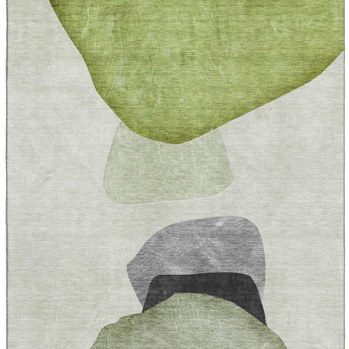 8' X 10' Abstract Washable Area Rug With UV Protection (648482) - Green / Gray