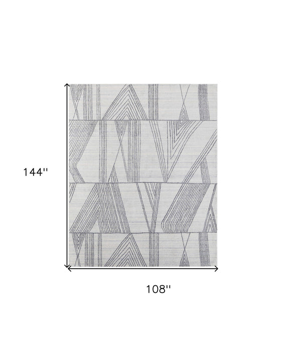 9' x 12' Abstract Hand Woven Area Rug - Black And Ivory