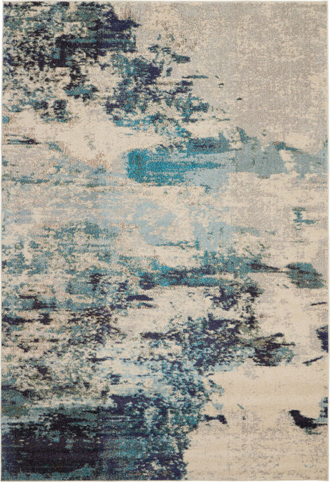 7' x 10' Abstract Power Loom Contemporary Area Rug - Ivory