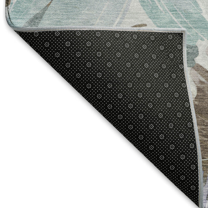 10' X 14' Floral Washable Area Rug With UV Protection (693978) - Taupe / Blue / Lavender