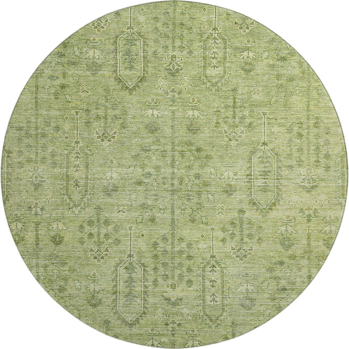 8' Southwestern Washable Round Rug With UV Protection - Sage And Green