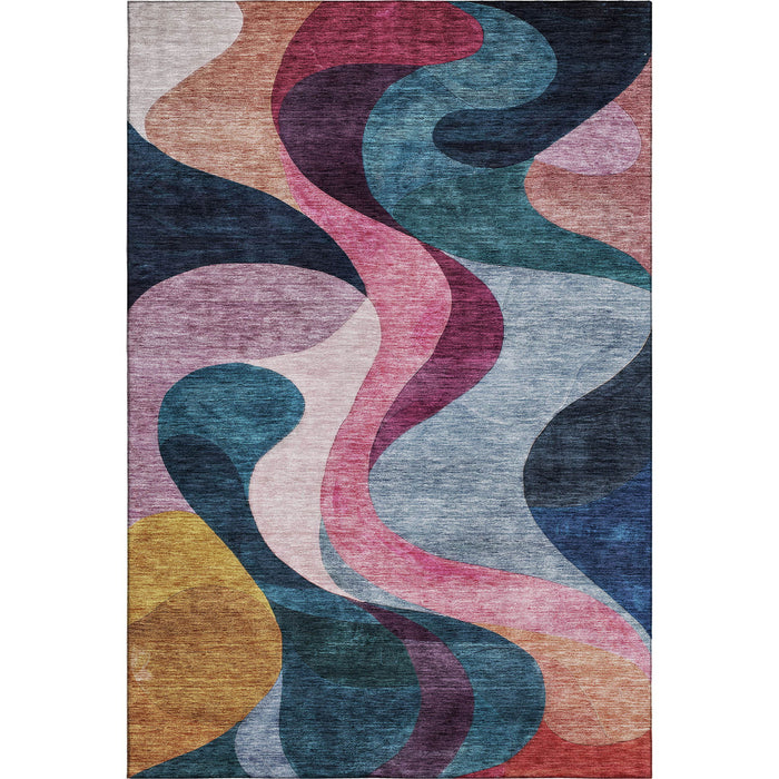 10' X 14' Abstract Washable Area Rug With UV Protection (684852) - Green / Pink / Purple / Teal
