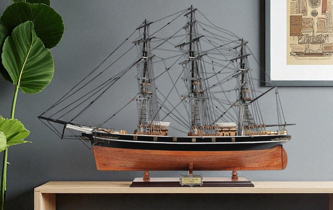 Hand Painted Boat - Brown / Black