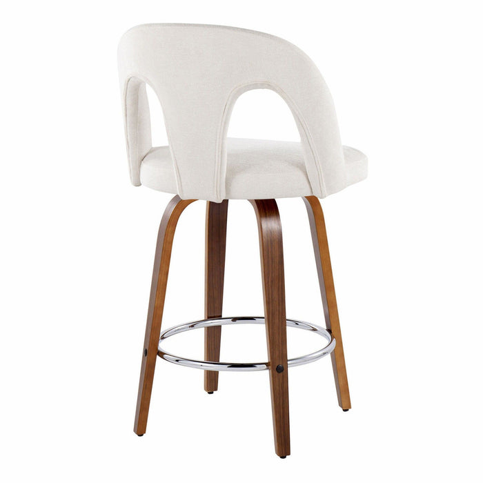 Ava - Upholstered Fixed-Height Barstool (Set of 2) - Walnut Wood Base
