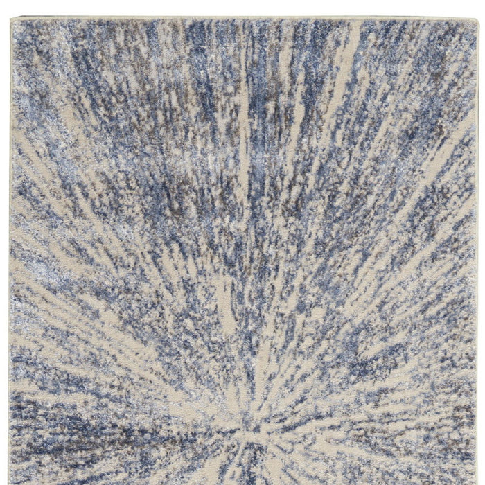8' Abstract Non Skid Runner Rug (552476) - Cream / Gray / Blue