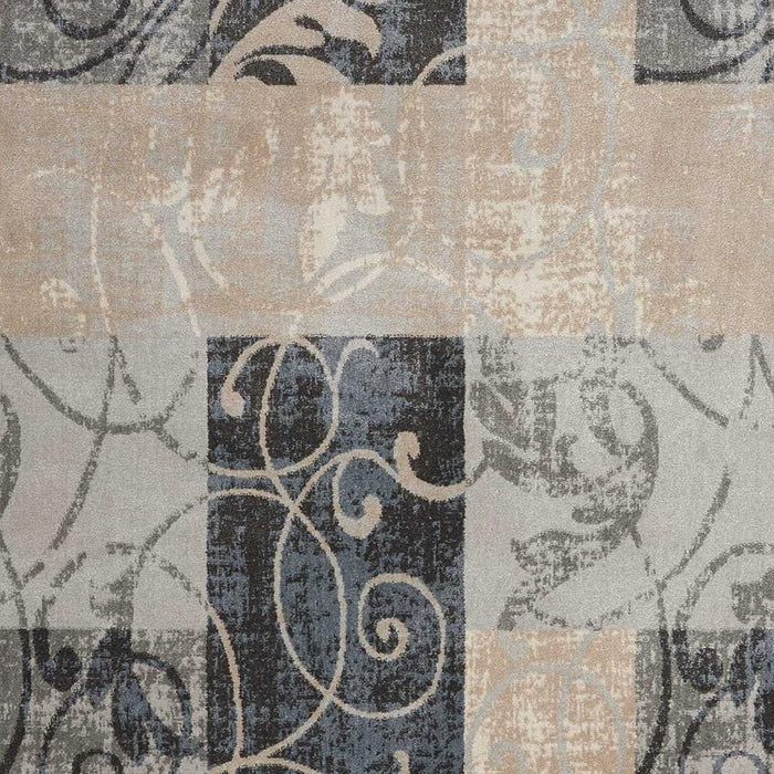 8' X 11' Floral Vines Non Skid Area Rug - Tan