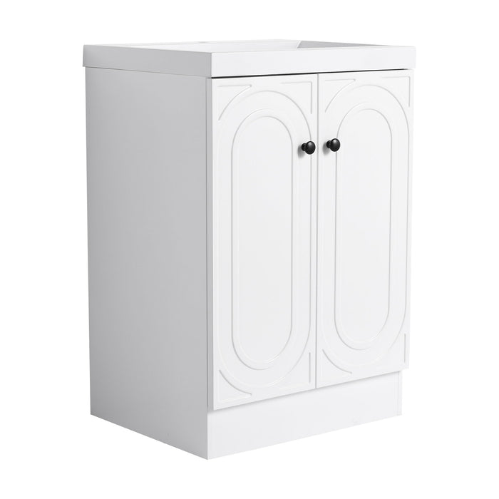 Contemporary Giga freestanding bathroom vanity with resin sink and soft-close cabinet doors, modern and stylish bathroom furniture.