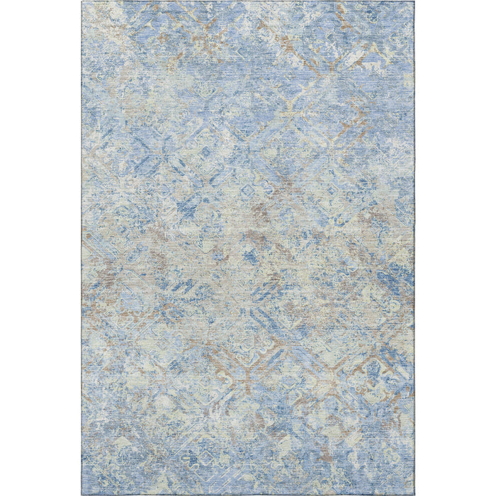 8' X 10' Diamond Washable Area Rug With UV Protection - Sky Blue
