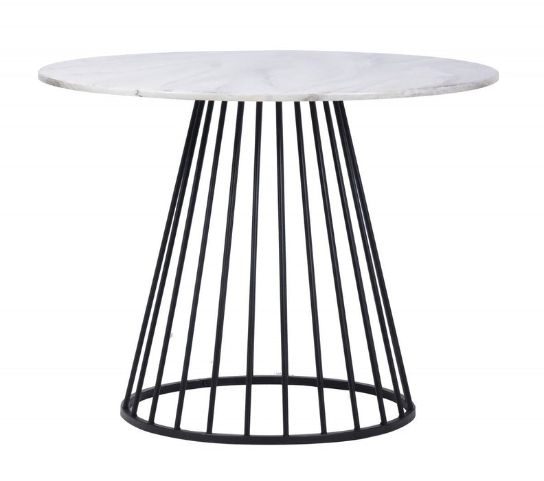 43" Rounded Metal Pedestal Base Dining Table - Black / White