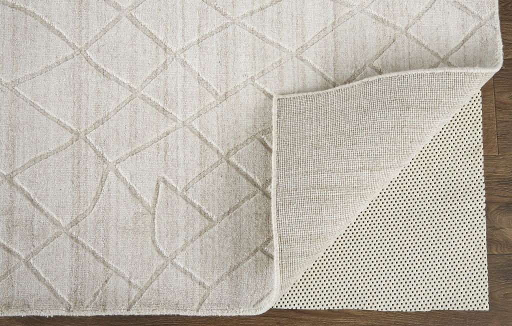 9' x 12' Striped Hand Woven Area Rug - Ivory And Gray