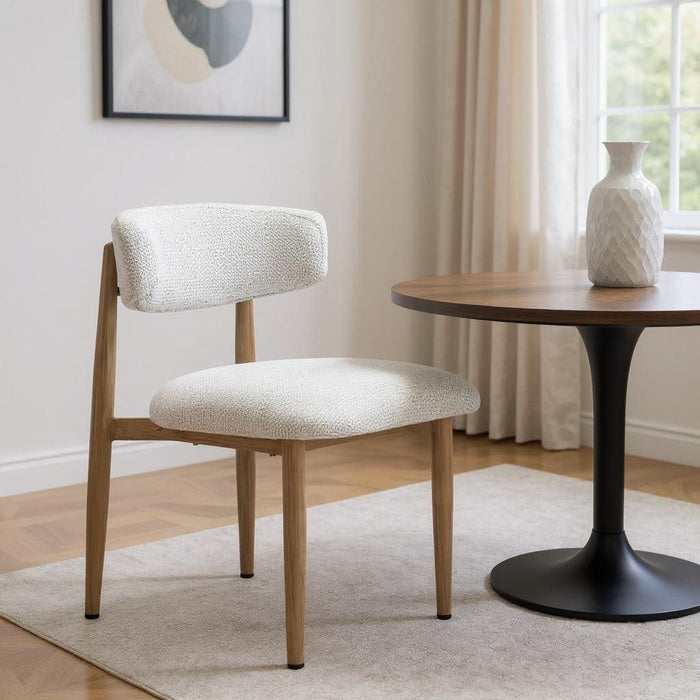 Olefin Aluminum Partially Open Back Dining Side Chair - White / Brown