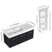 Modern black chestnut wall-mounted bathroom vanity with left resin sink and storage rack by Giga.