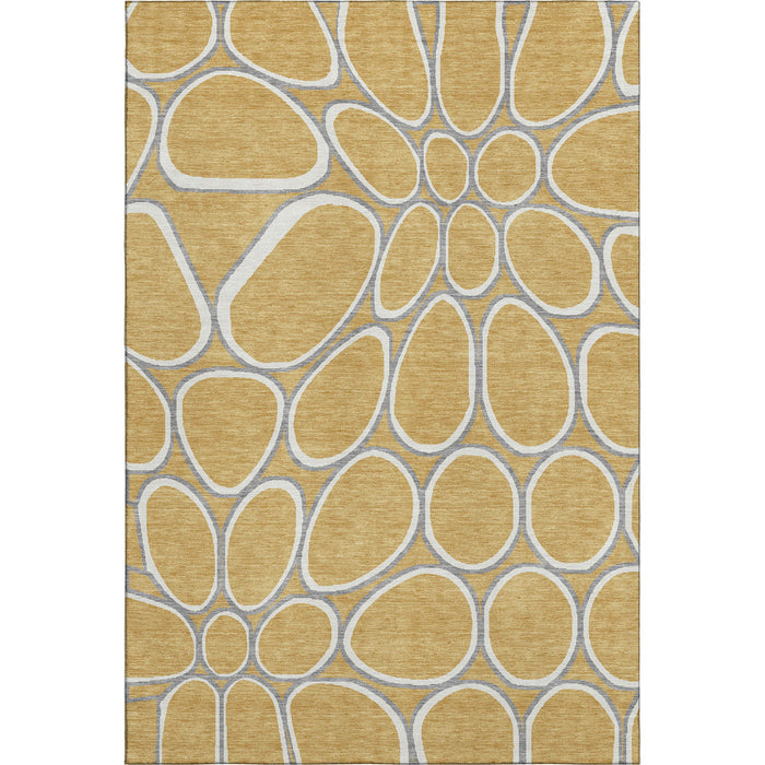 10' X 14' Geometric Washable Area Rug With UV Protection (681683) - Gold / Ivory / Gray