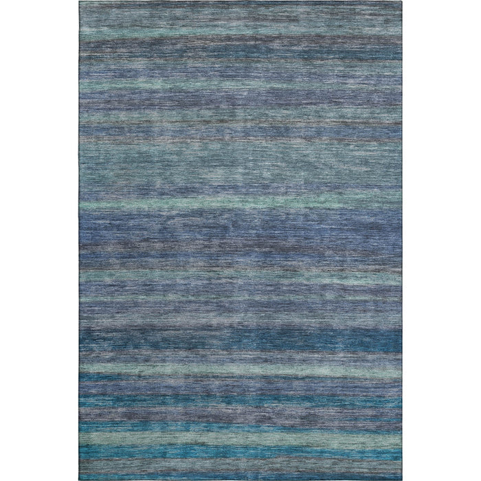 10' X 14' Striped Washable Area Rug With UV Protection (695678) - Blue / Teal / Gray