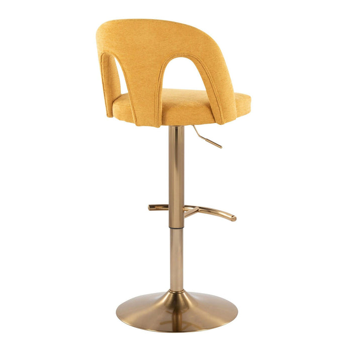 Ava - Upholstered Adjustable Barstool (Set of 2) - Gold Base