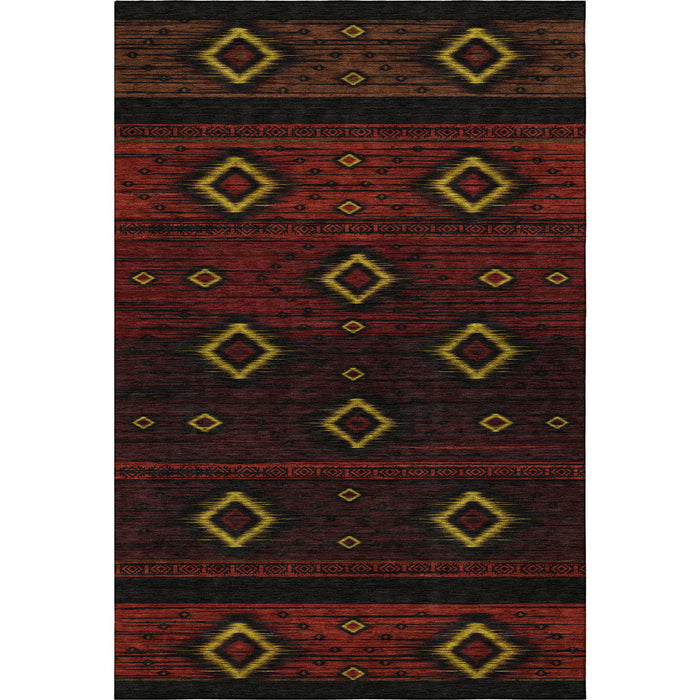 10' X 14' Tribal Washable Area Rug With UV Protection (708922) - Red / Black / Gold