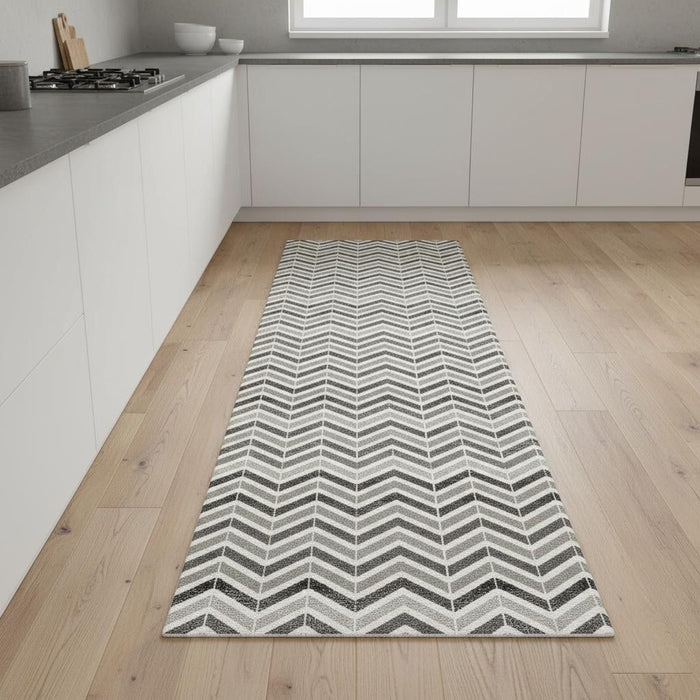 17' Runner Geometric Runner Rug (609619) - Gray / Beige