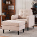Giga upholstered armchair and storage ottoman set with tufted detailing, cup holders, and comfortable design for living room or bedroom.