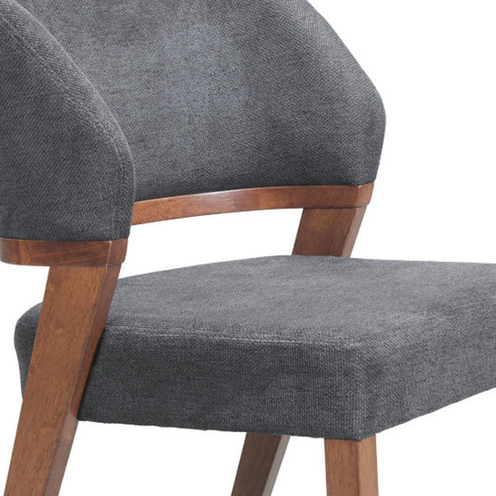Fabric Upholstered Open Back Dining Side Chairs (Set of 2) - Gray / Brown