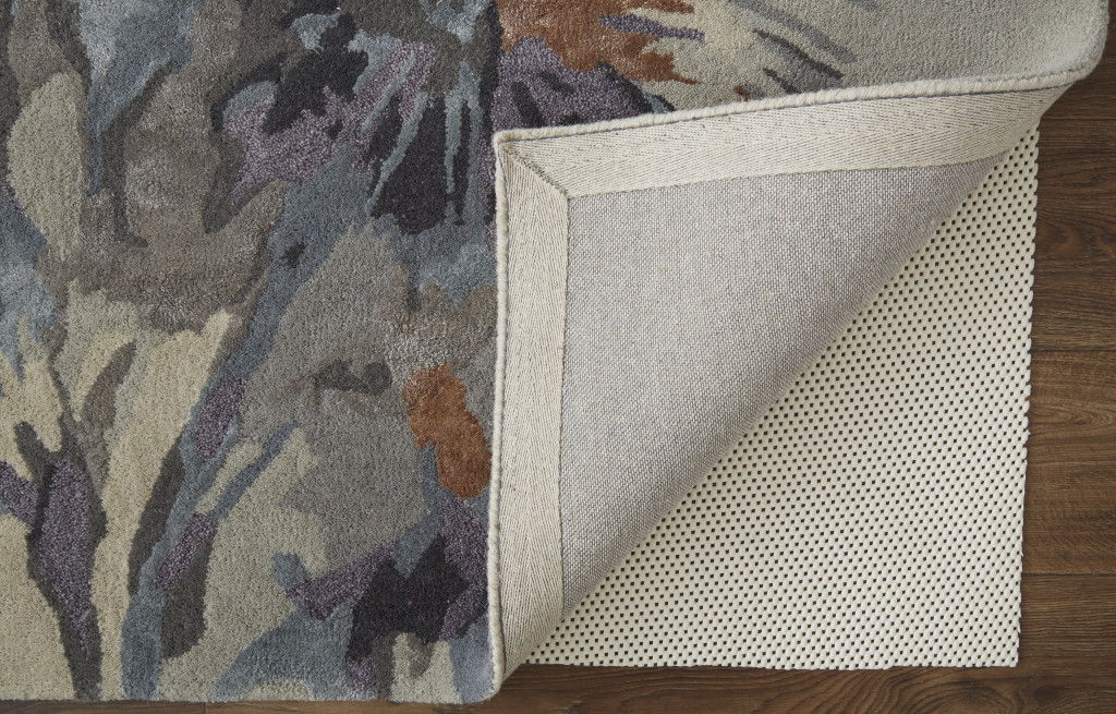 5' x 8' Wool Floral Hand Tufted Area Rug - Blue And Gray