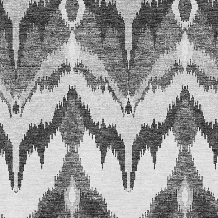 10' X 14' Ikat Washable Area Rug With UV Protection - Gray And Silver