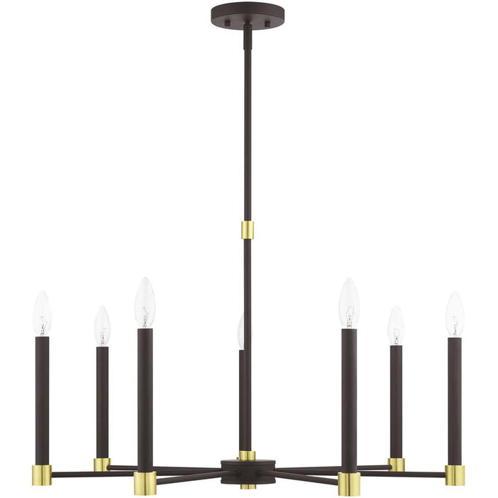 Seven Light Dimmable Chandelier With Shades - Bronze