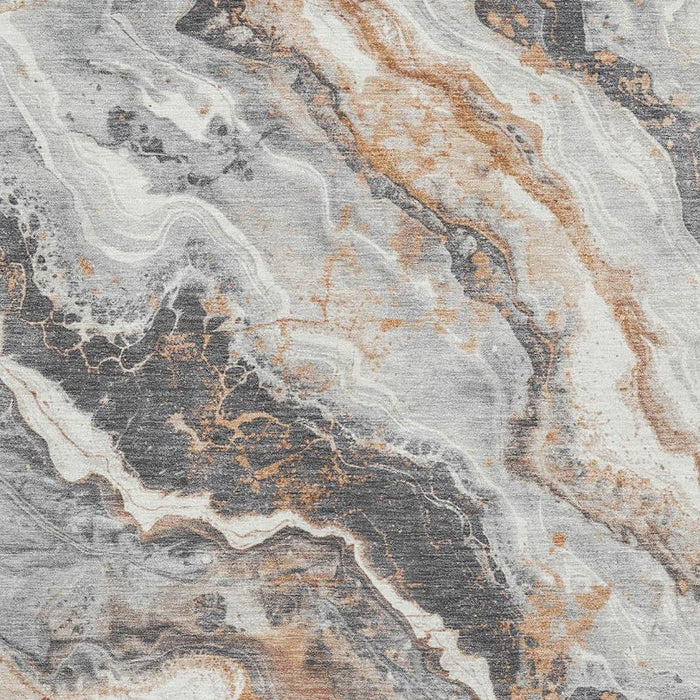 10' X 14' Abstract Washable Area Rug With UV Protection (697866) - Silver / Gray / Copper