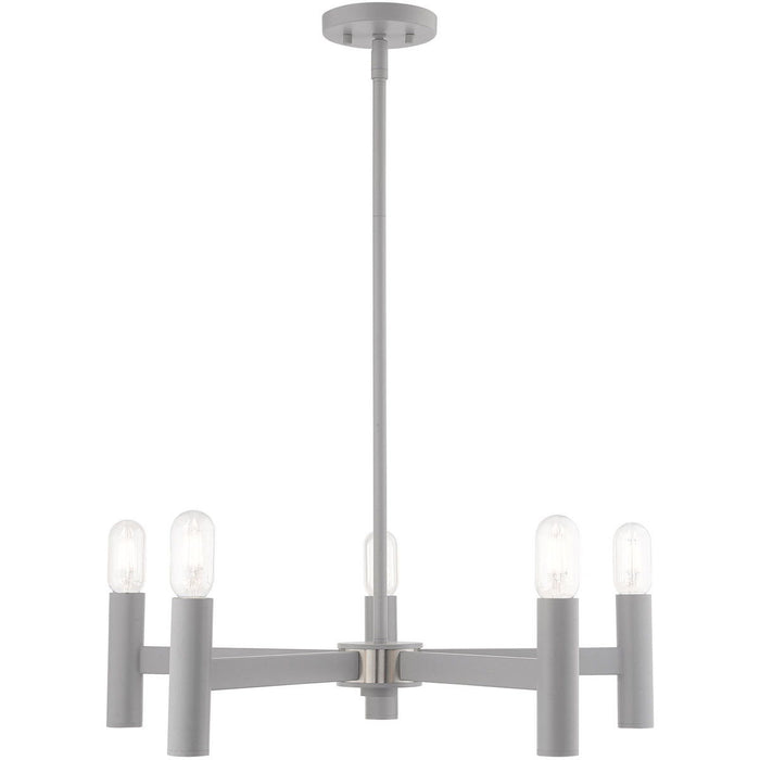 19" Five Light Dimmable Chandelier With Shades - Gray