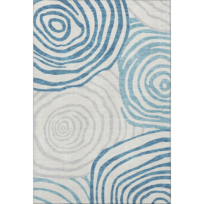 14' X 10' Abstract Washable Area Rug With UV Protection - Teal / Gray