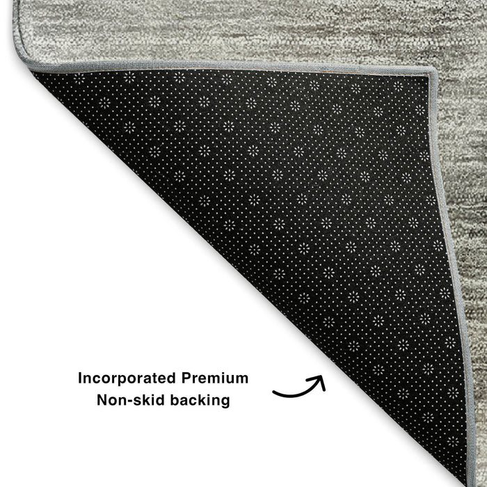 10' X 14' Ombre Washable Area Rug With UV Protection (650314) - Gray / Ivory / Beige