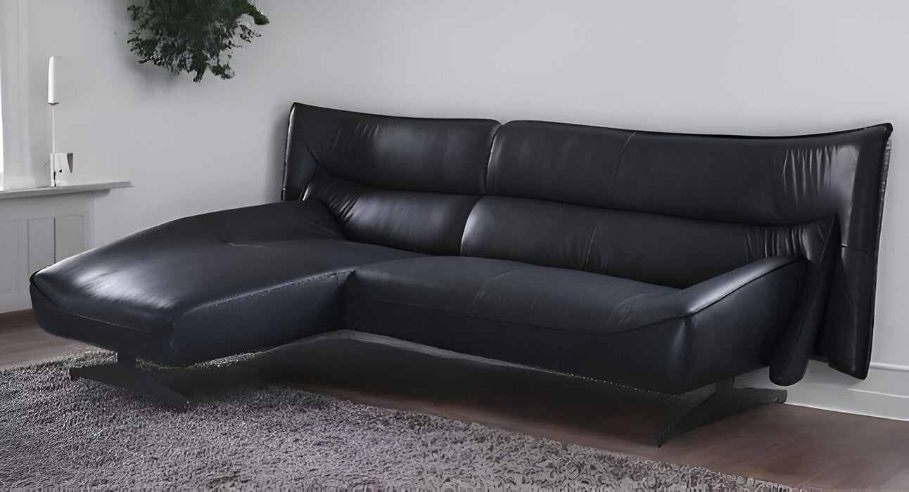 Top Grain Leather L Shaped Two Piece Sofa Chaise Sectional - Dark Gray