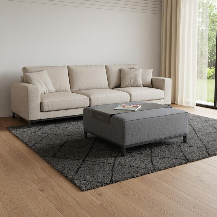Linen Cocktail Ottoman - Gray