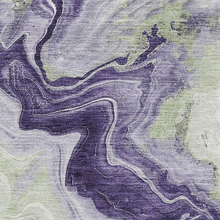 10' X 14' Abstract Washable Area Rug With UV Protection (706145) - Lavender / Green / Ivory