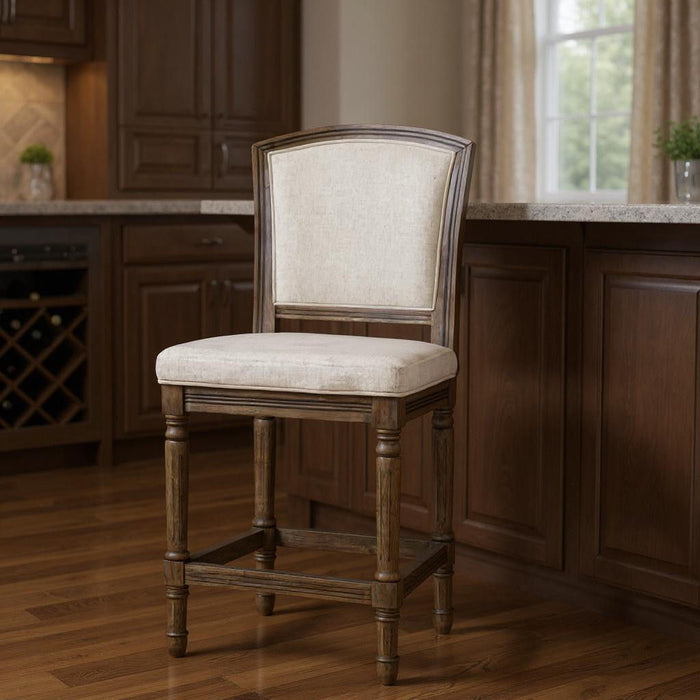 Fabric Solid Wood Bar Height Bar Chair - Gray